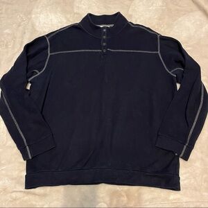 ROWN pullover navy sweater, quarter snaps, size XLarge